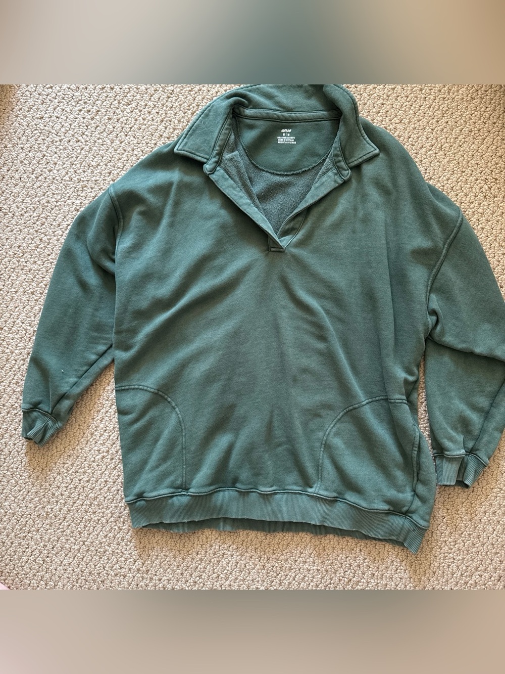 aerie Forest Green Pullover Collar Sweatshirt